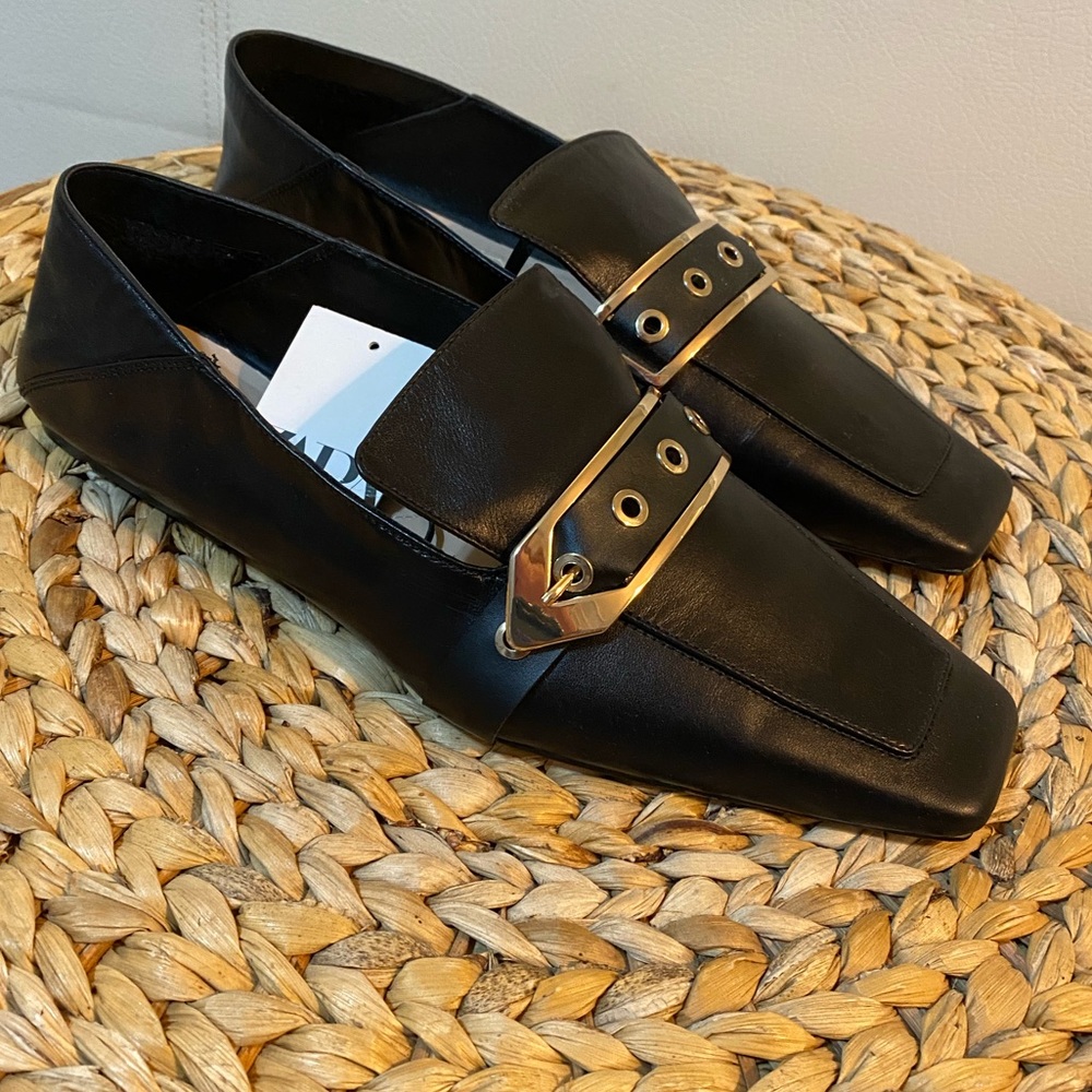 Black new shoes.